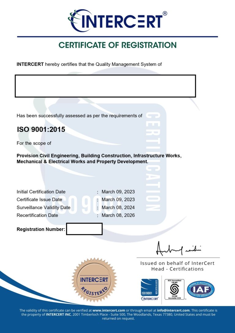 Sijil ISO 9001:2015 Untuk CIDB G7